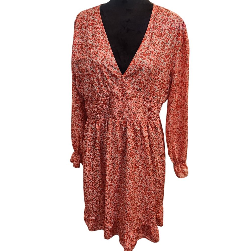NWT Unbranded Pink Floral V Neck Dress Size XXL